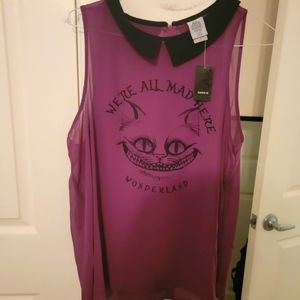 Purple with black collar torrid size 1 sheer tank.